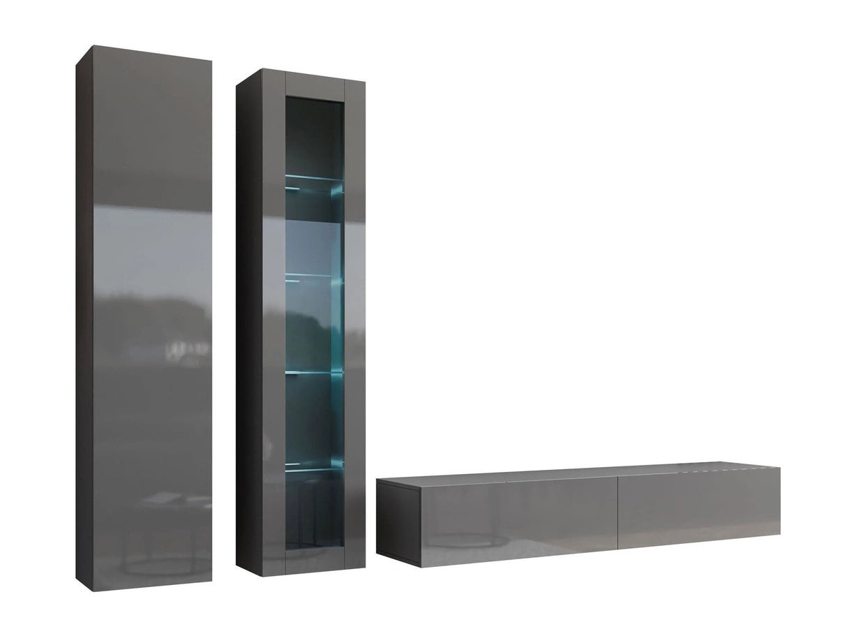 Nappali szett Vigo III, Led világítás: Igen RGB, Szín (Vigo): Szürke + Fényes szürke