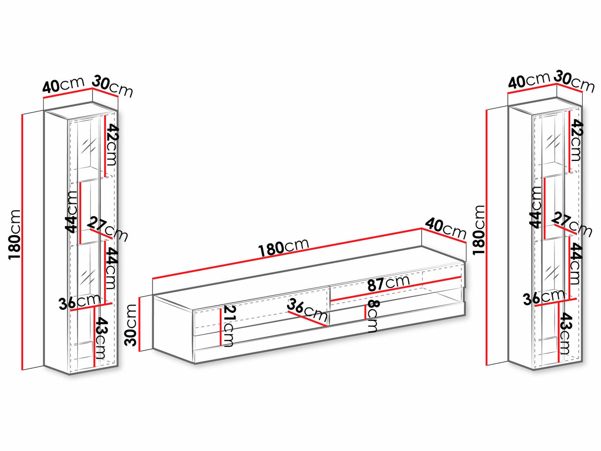 Nappali szett Vigo New III, Led világítás: Igen fehér, Szín: Szürke + Fényes szürke
