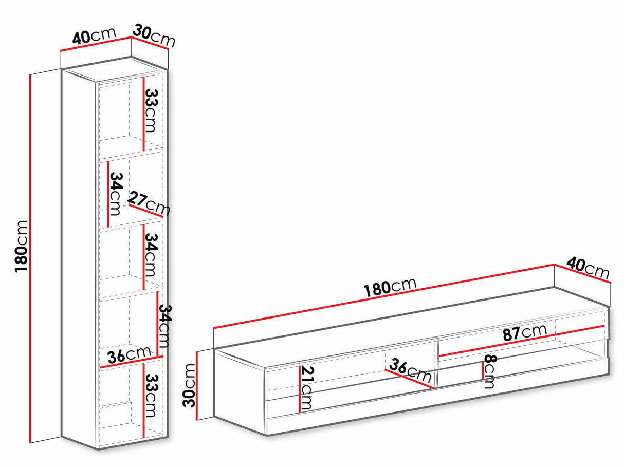 Nappali szett Vigo New IX, Led világítás: Ez kék, Szín: Fekete + Fényes fekete