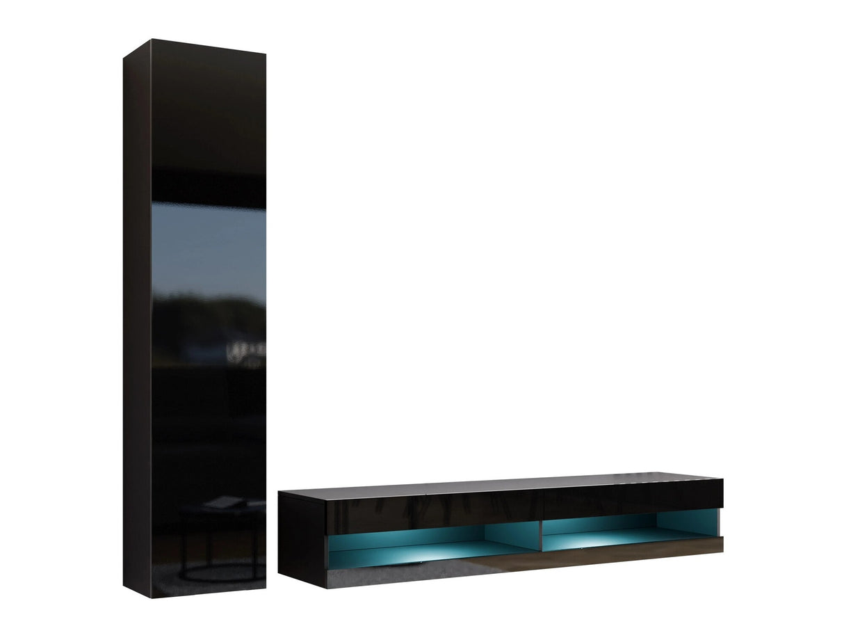 Nappali szett Vigo New IX, Led világítás: Nem, Szín: Fekete + Fényes fekete