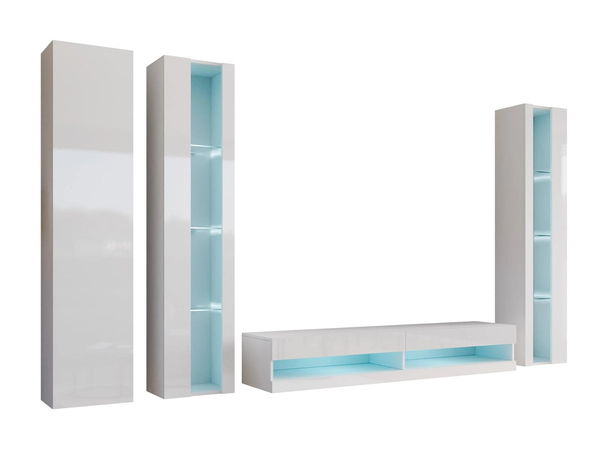 Nappali szett Vigo New VI, Led világítás: Nem, Szín: Fehér + Fényes fehér