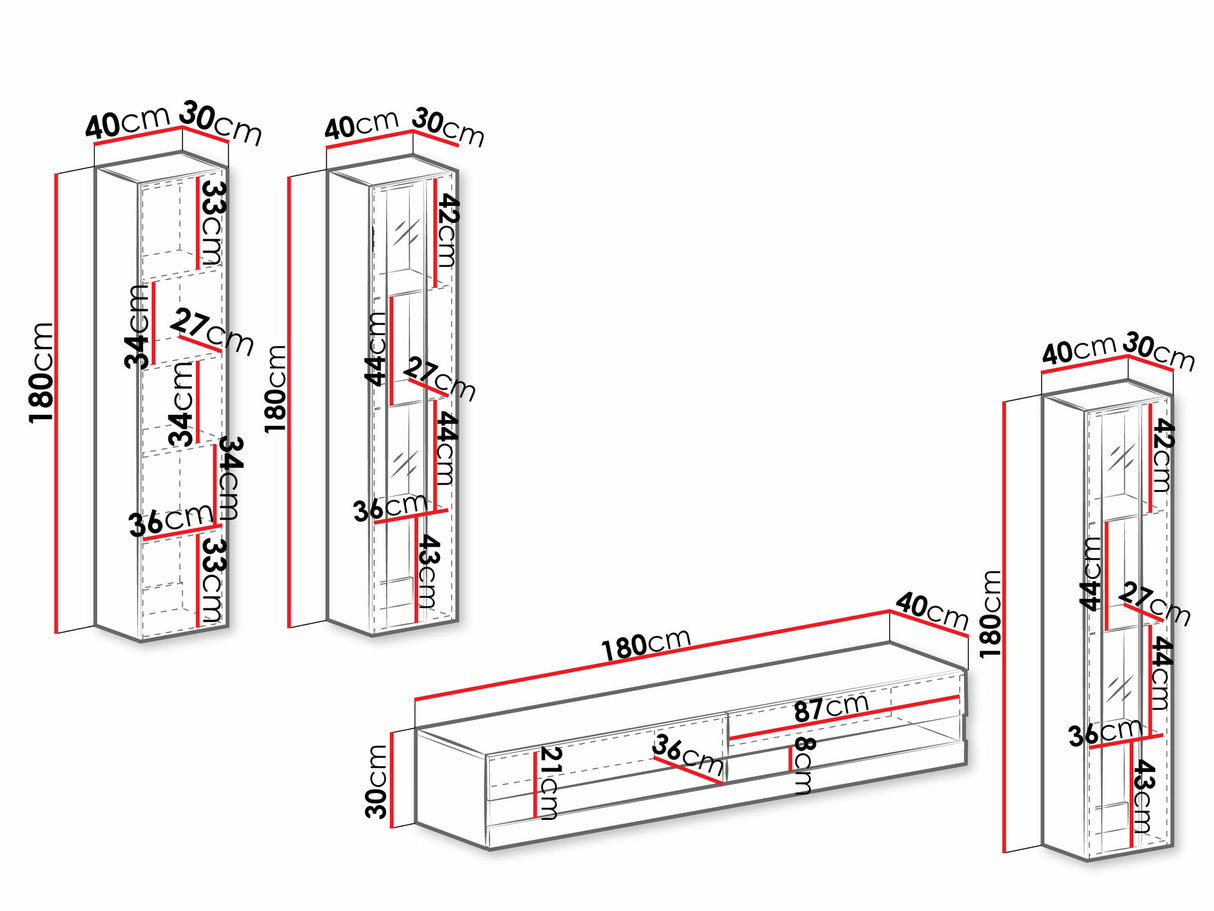 Nappali szett Vigo New VI, Led világítás: Igen fehér, Szín: Fehér + Fényes fehér