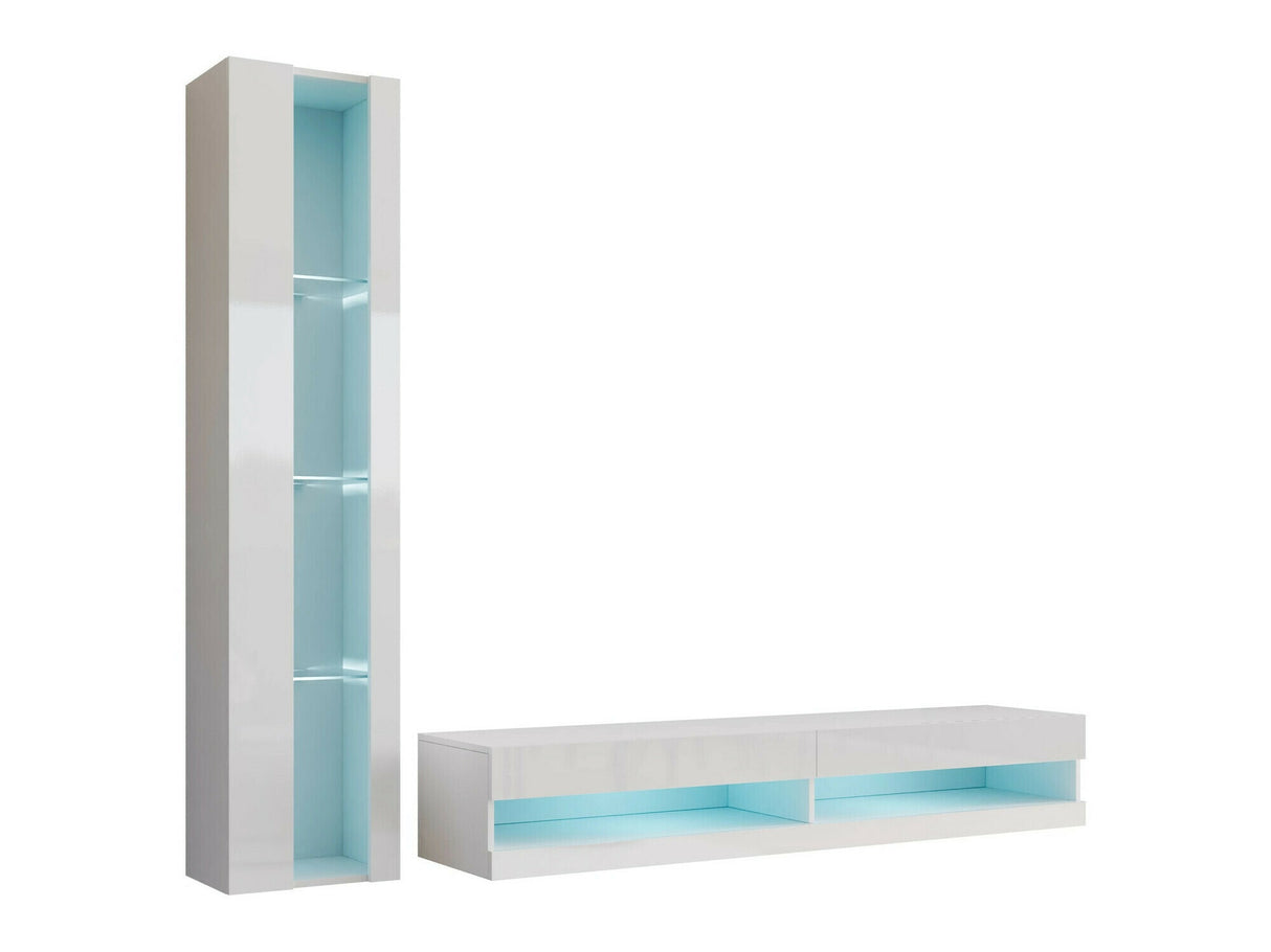 Nappali szett Vigo New VIII, Led világítás: Nem, Szín: Fehér + Fényes fehér