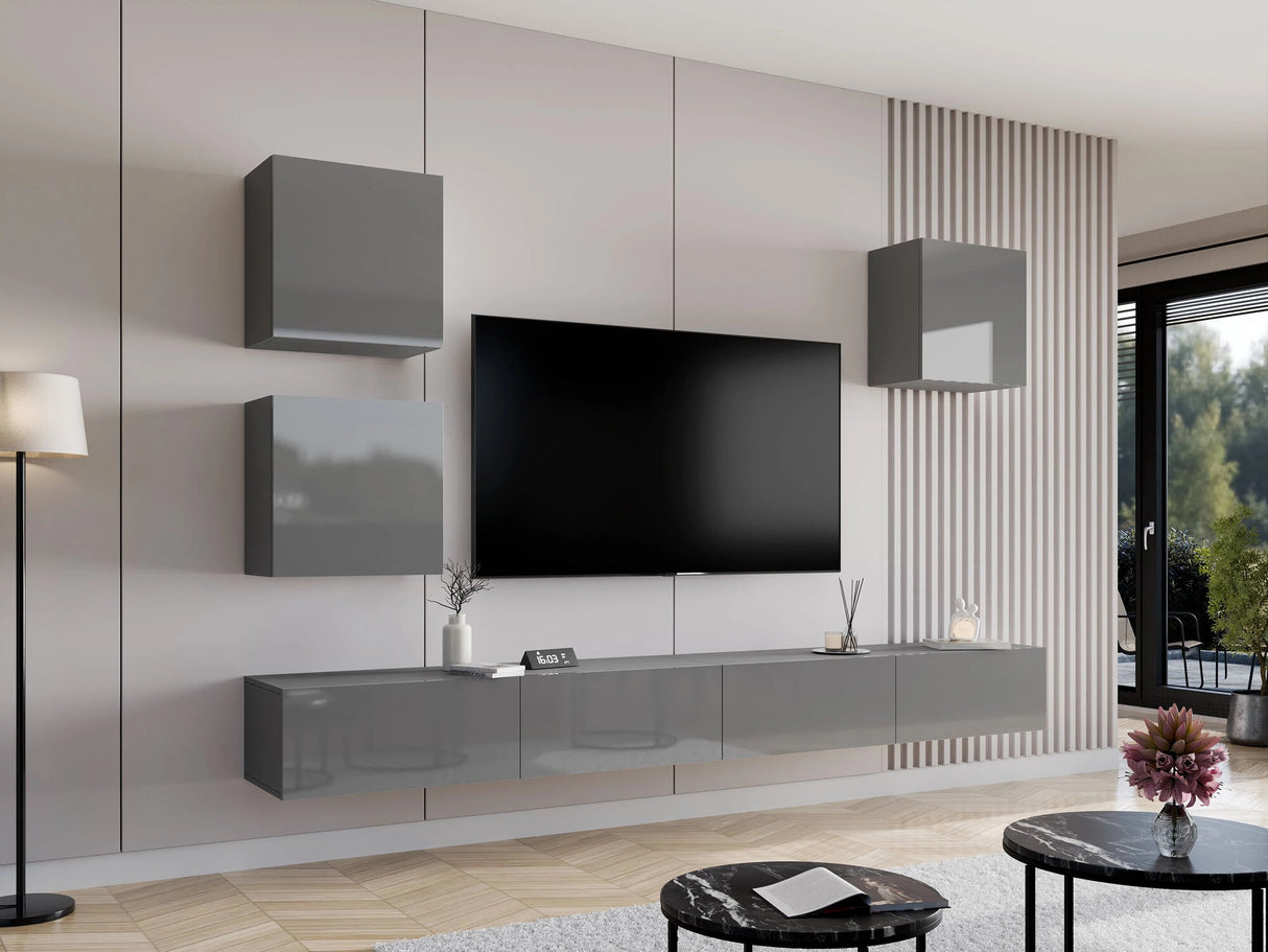 Fali szekrény Vigo 50/50/30 II (kwadrat Zigo), Szín: Szürke + Fényes szürke