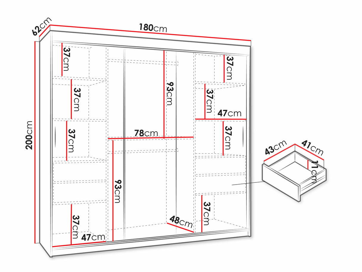Gardróbszekrény WIKA 180, Szín: Artisan tölgy, Fiókok: Igen