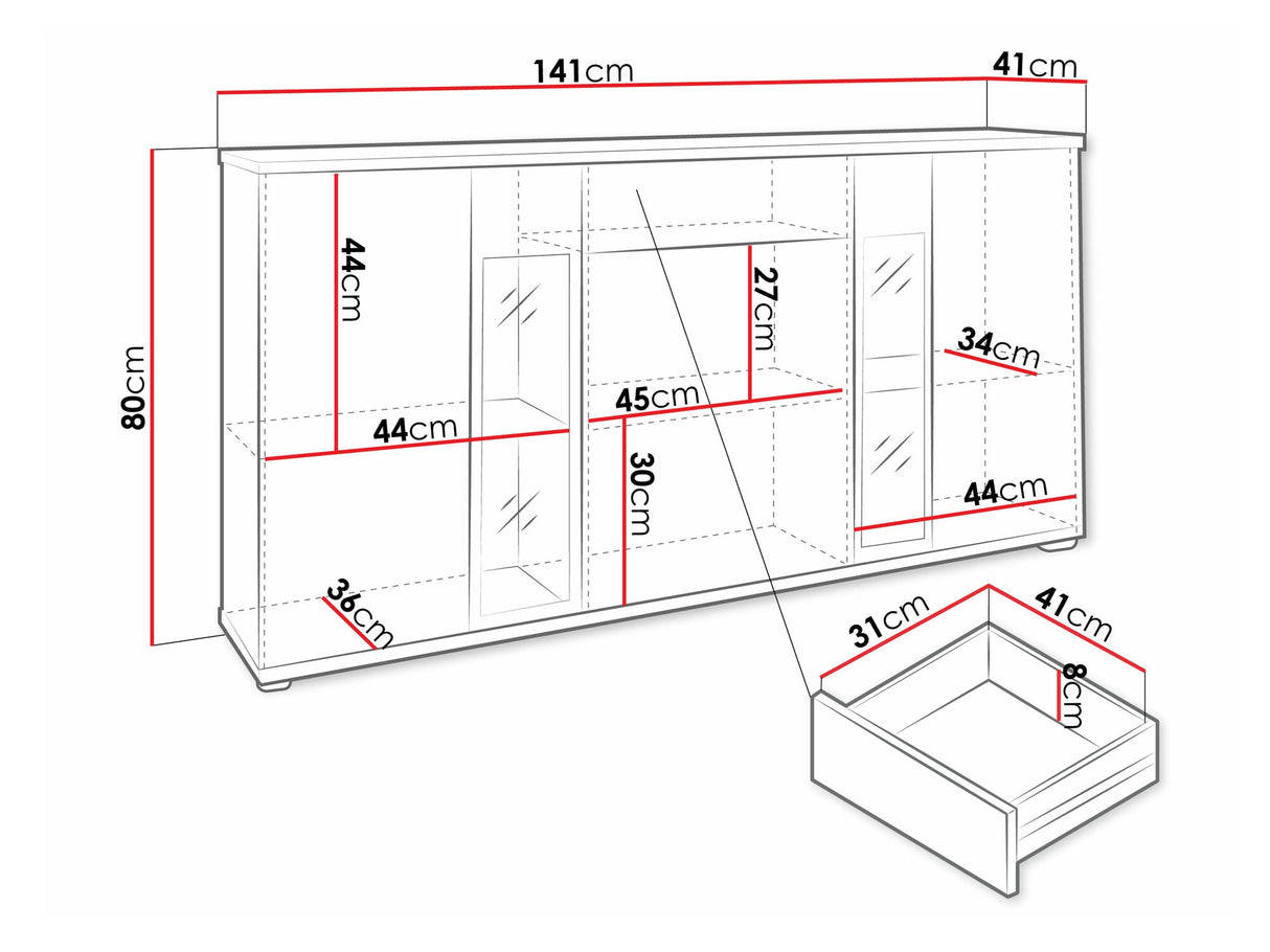Komód Salsa II, Led világítás: Nem, Szín: Fehér