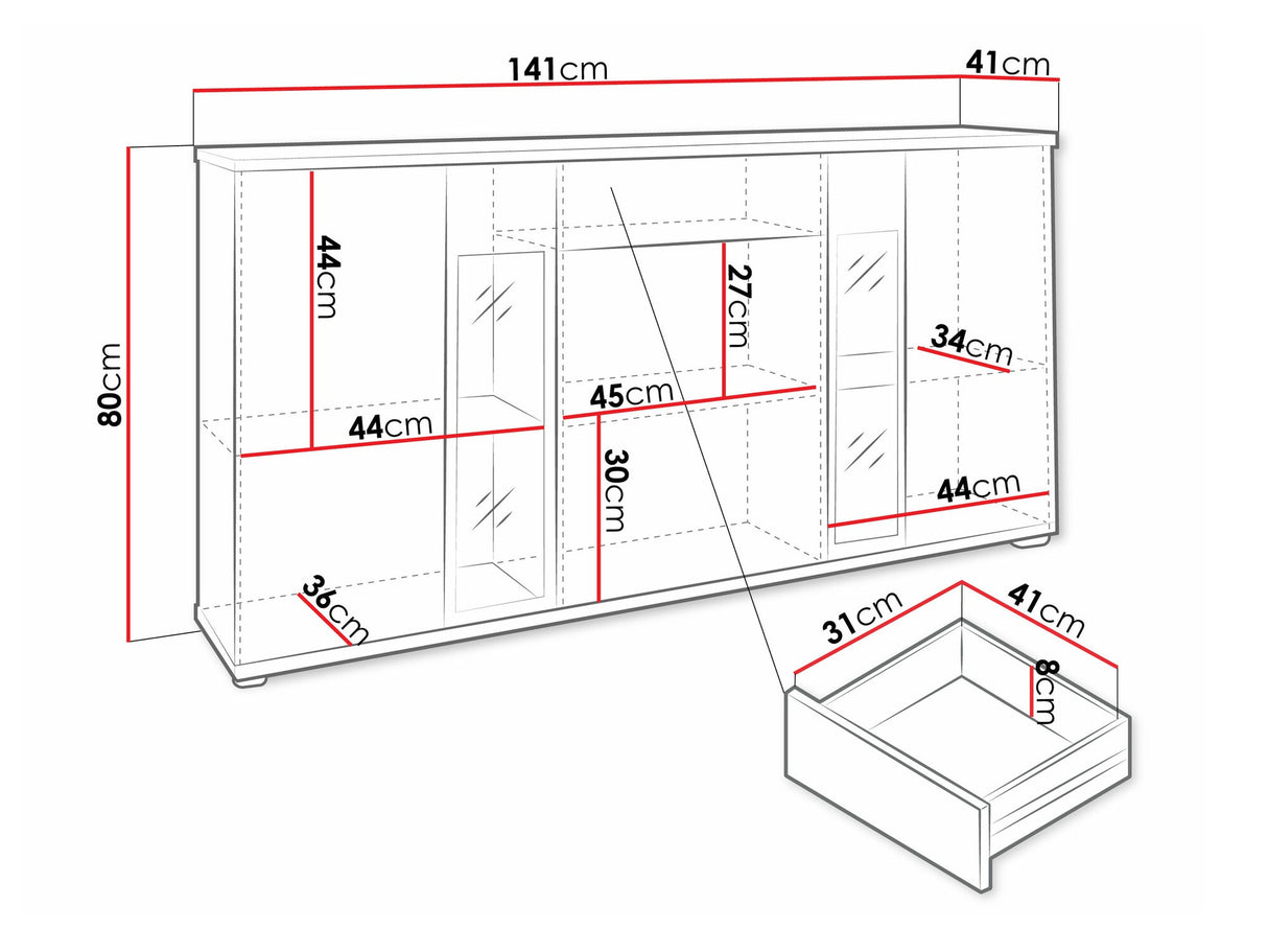 Komód Salsa II, Led világítás: Igen, Szín: Fehér