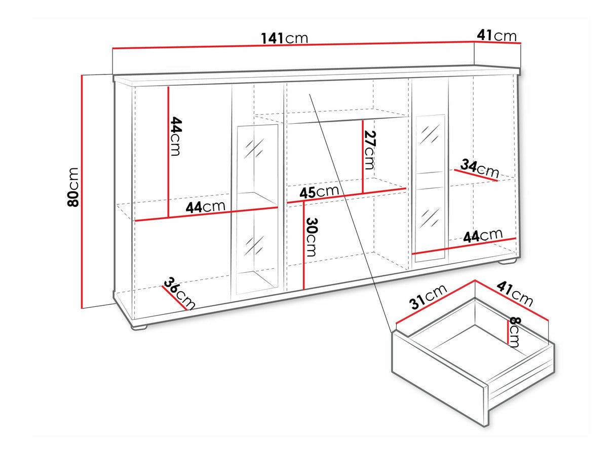 Komód Salsa II, Led világítás: Igen, Szín: Sonoma tölgy