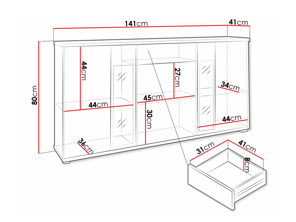 Komód Salsa, Led világítás: Nem, Szín: Lefkas tölgy