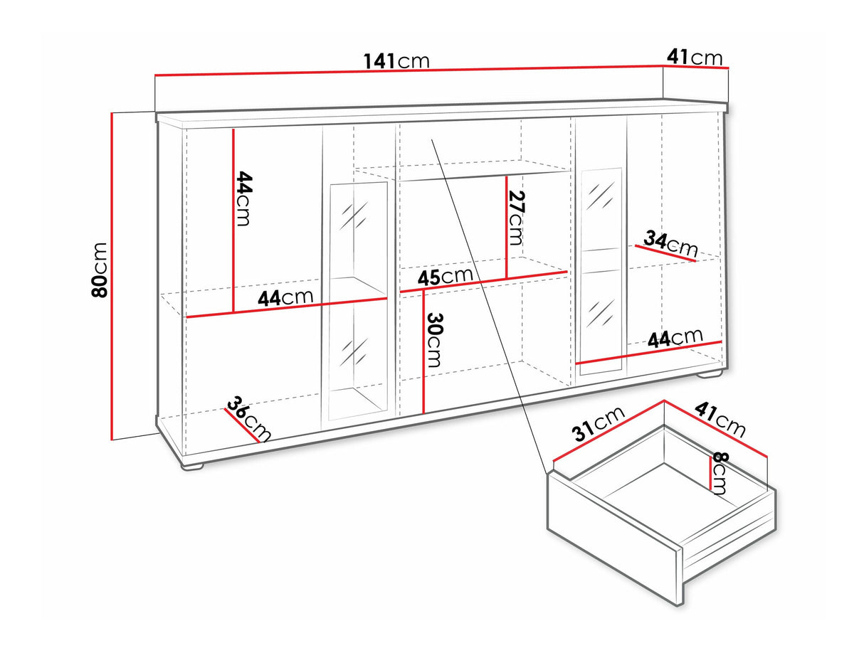 Komód Salsa, Led világítás: Nem, Szín: Artrisan tölgy + Fehér