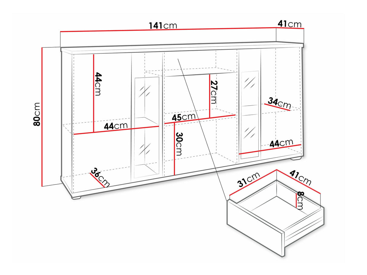 Komód Salsa, Led világítás: Igen, Szín: Artrisan tölgy + Fehér