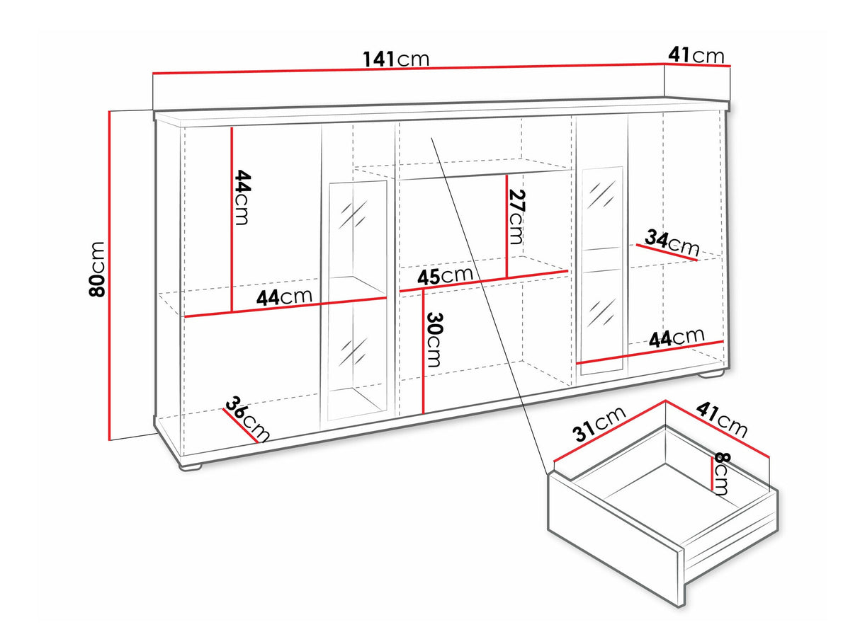 Komód Salsa, Led világítás: Nem, Szín: Dió