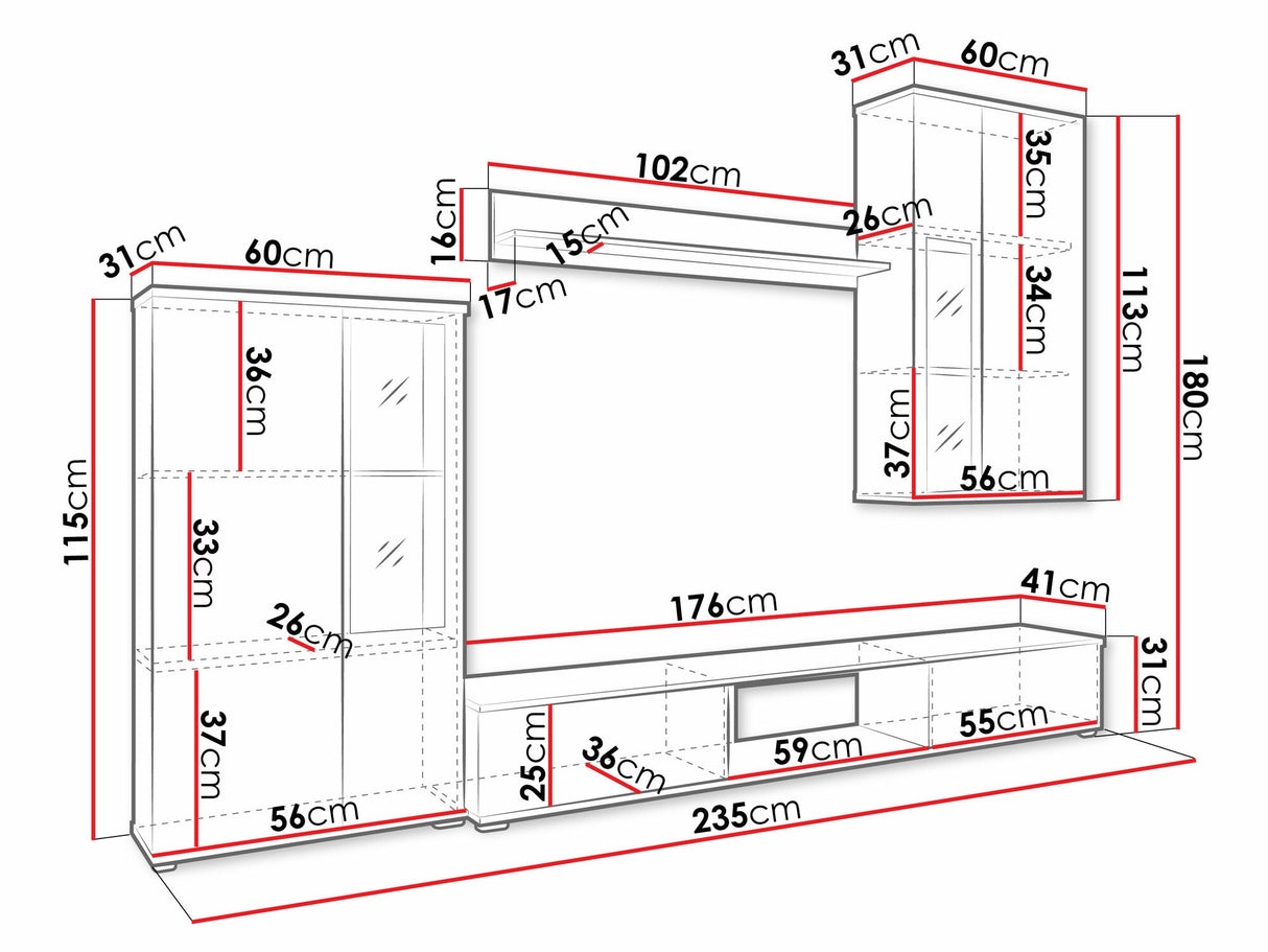 Nappali szett Salsa (Fiesta), Led világítás: Nem, Szín: Fehér