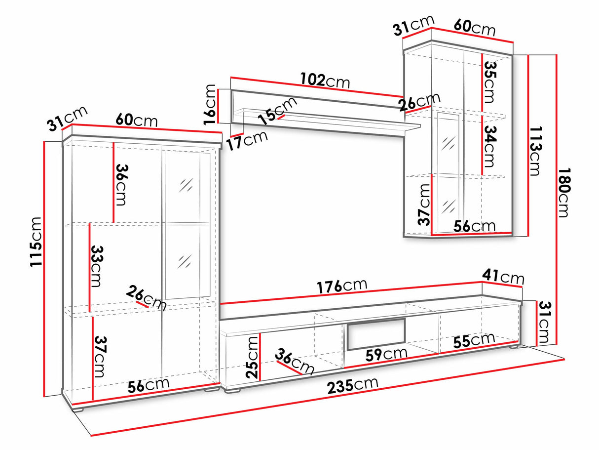 Nappali szett Salsa (Fiesta), Led világítás: Igen, Szín: Sonoma tölgy
