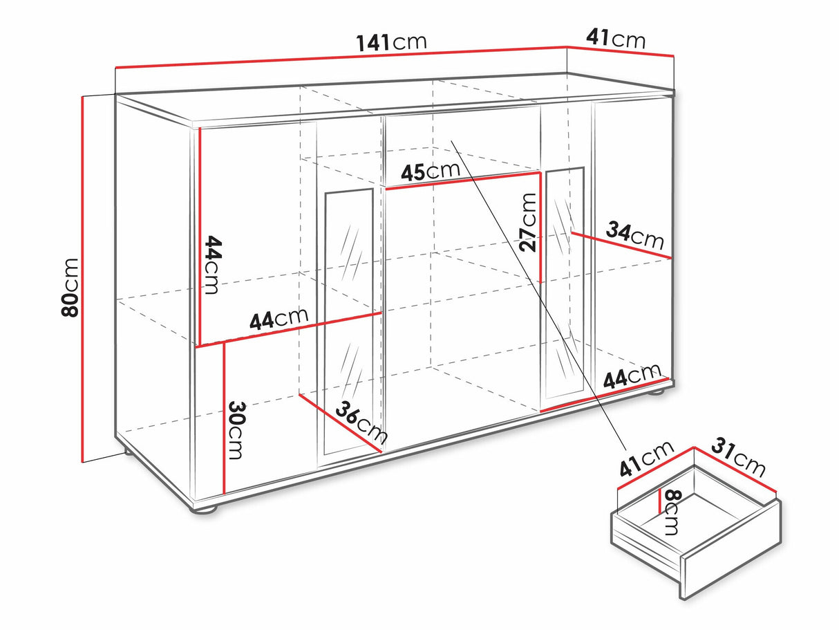Komód Komoda SALSA Közepes sűrűségű farostlemez LAMELE Orzech Okapi, Led világítás: Igen