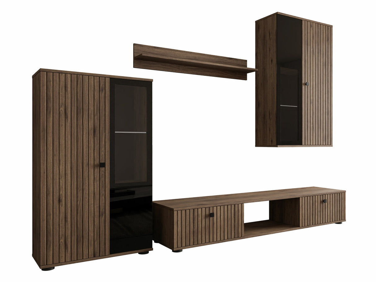 Nappali szett Meblościanka SALSA Közepes sűrűségű farostlemez LAMELE Orzech, Led világítás: Nem