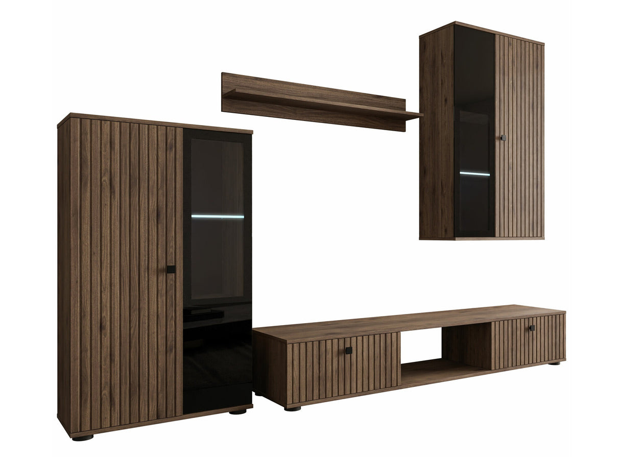 Nappali szett Meblościanka SALSA Közepes sűrűségű farostlemez LAMELE Orzech, Led világítás: Igen