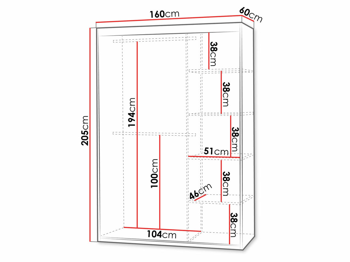 Gardróbszekrény Szafa MAT V 160 cm Biały/Lustro 5903211421426