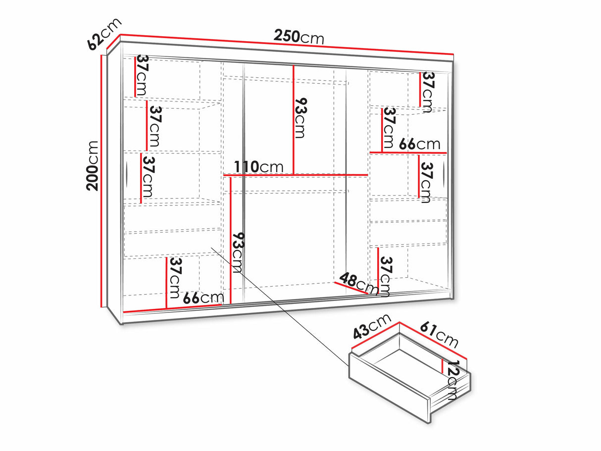 Gardróbszekrény Szafa 250 SELFIE, Szín: Artisan tölgy, Fiókok: Igen