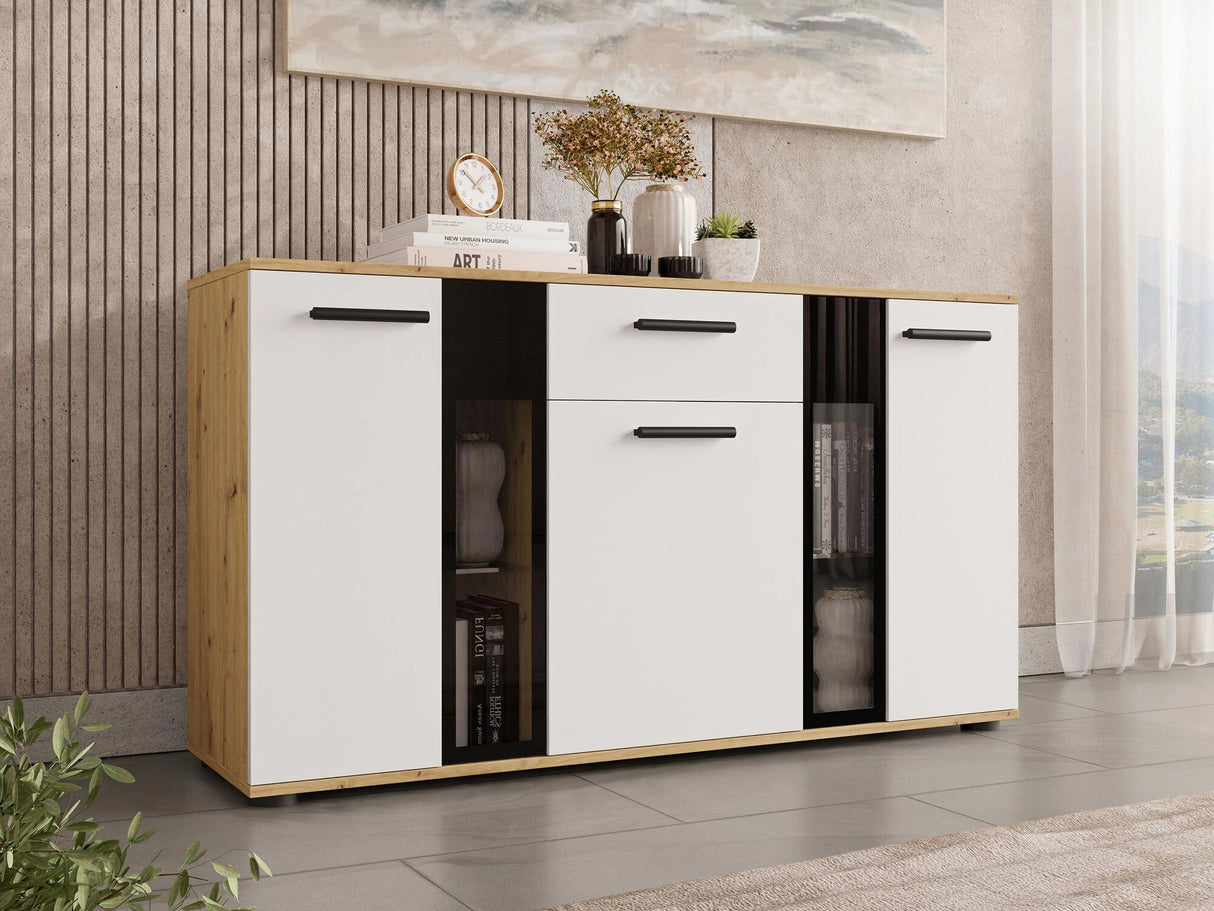 Komód Salsa, Led világítás: Nem, Szín: Artrisan tölgy + Fehér