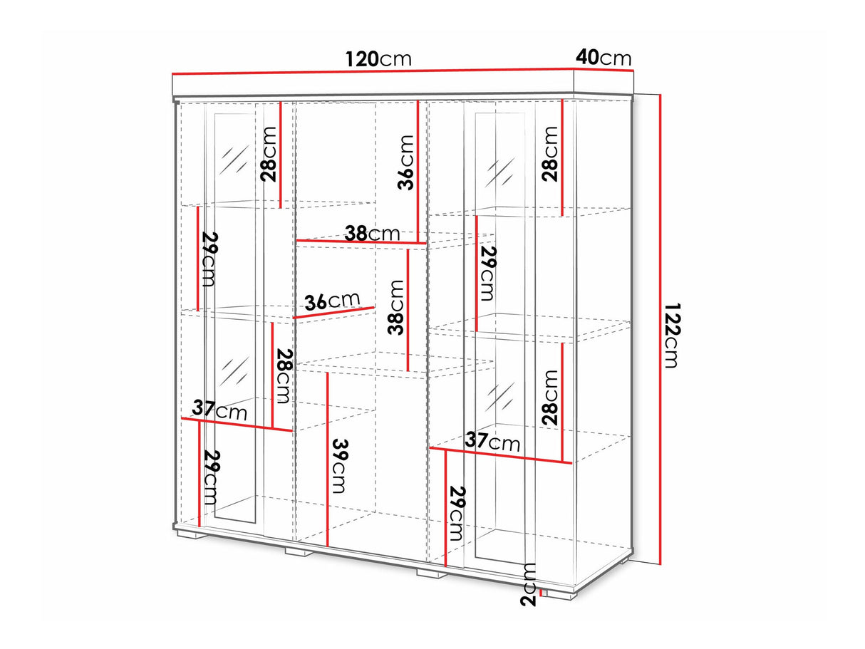 Szekrény CARO HB 120, Szín: Wotan tölgy, Led világítás: Nem