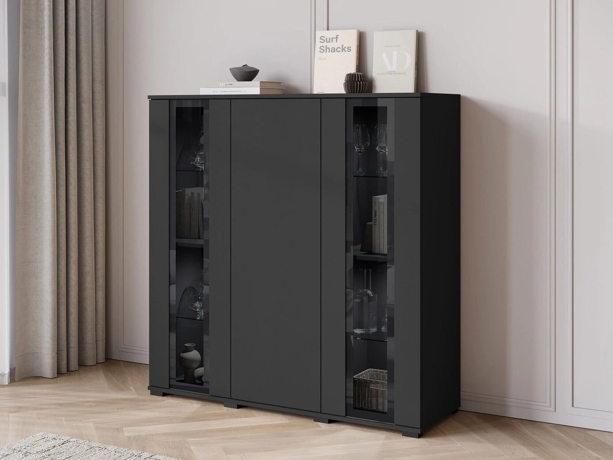 Szekrény CARO HB 120, Szín: Fekete, Led világítás: Nem