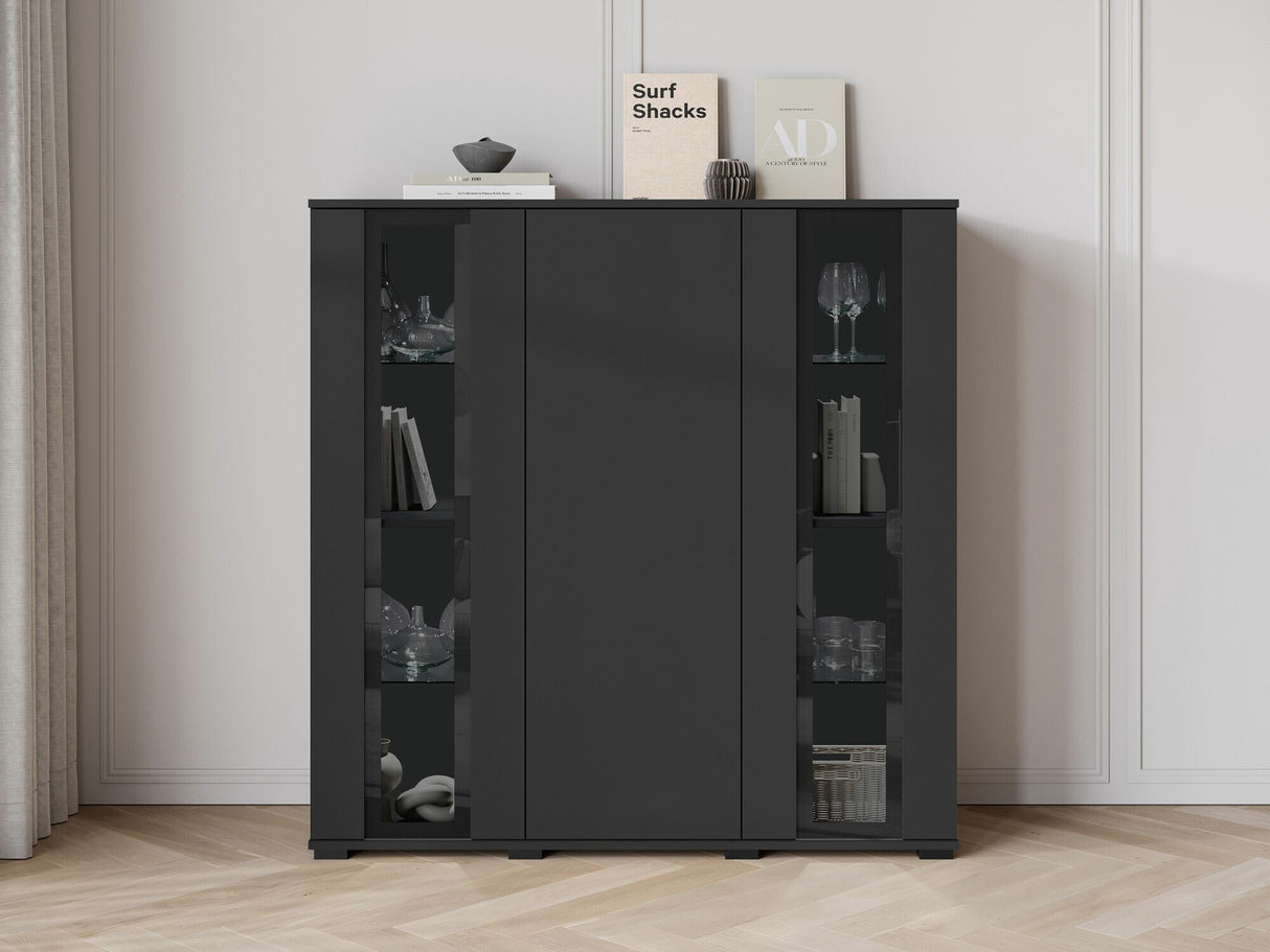 Szekrény CARO HB 120, Szín: Fekete, Led világítás: Nem