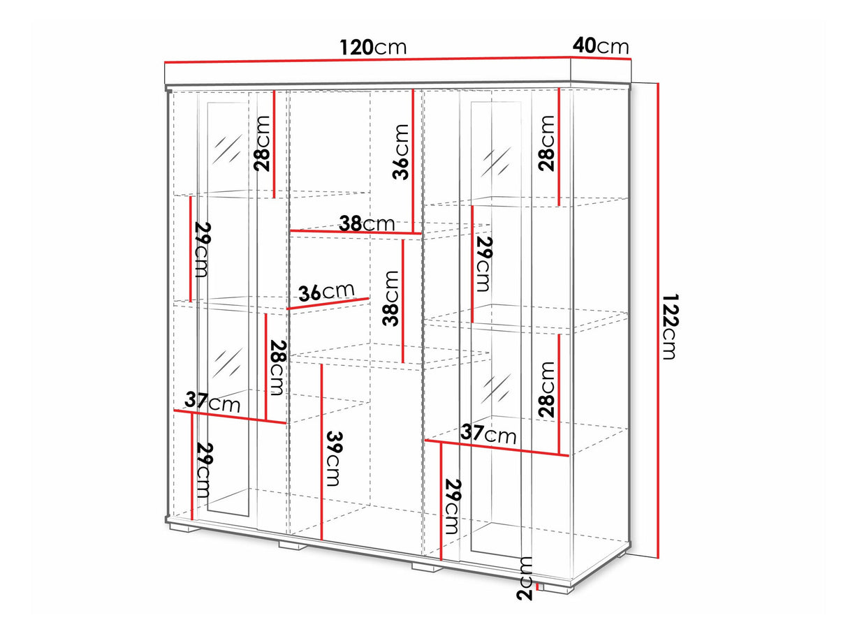 Szekrény CARO HB 120, Szín: Fekete, Led világítás: Nem