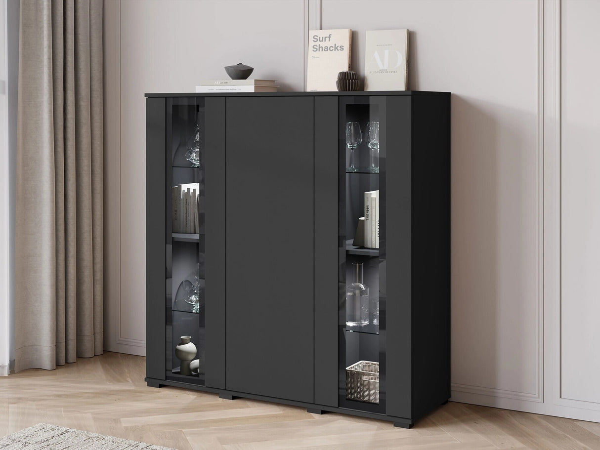 Szekrény CARO HB 120, Szín: Fekete, Led világítás: Igen