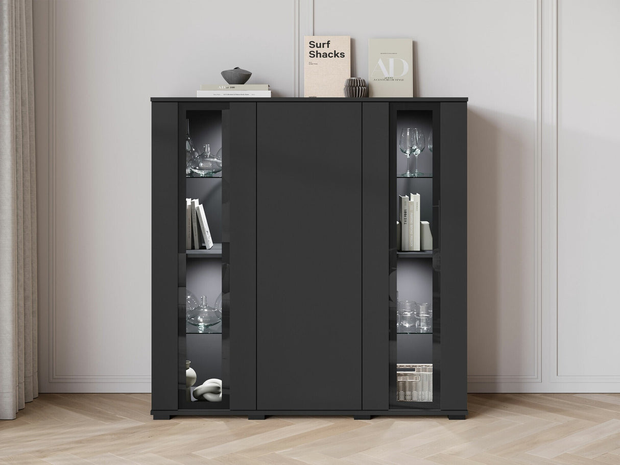 Szekrény CARO HB 120, Szín: Fekete, Led világítás: Igen