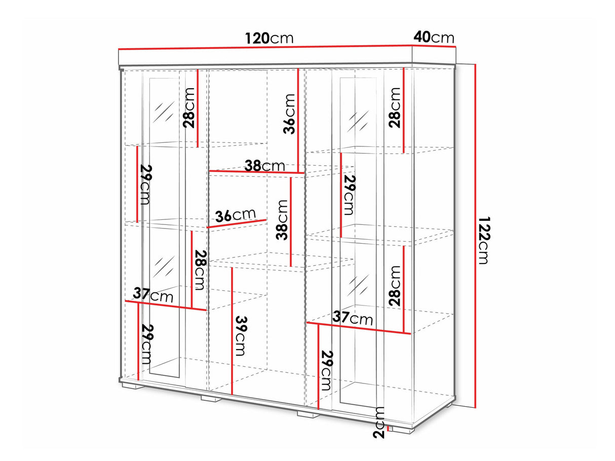 Szekrény CARO HB 120, Szín: Fekete, Led világítás: Igen