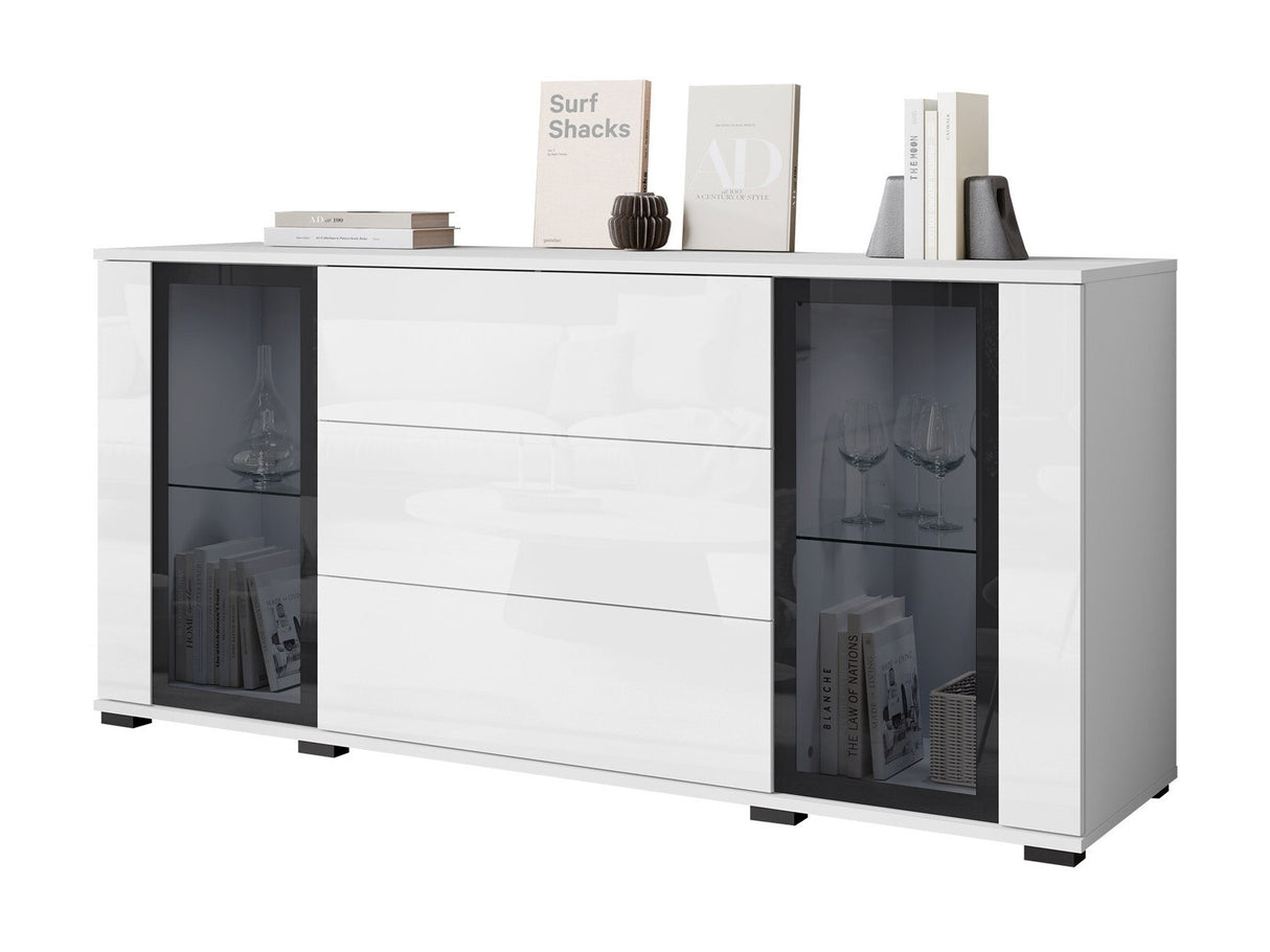 Komód CARO SB 150, Szín: Fehér + Fényes fehér, Led világítás: Nem