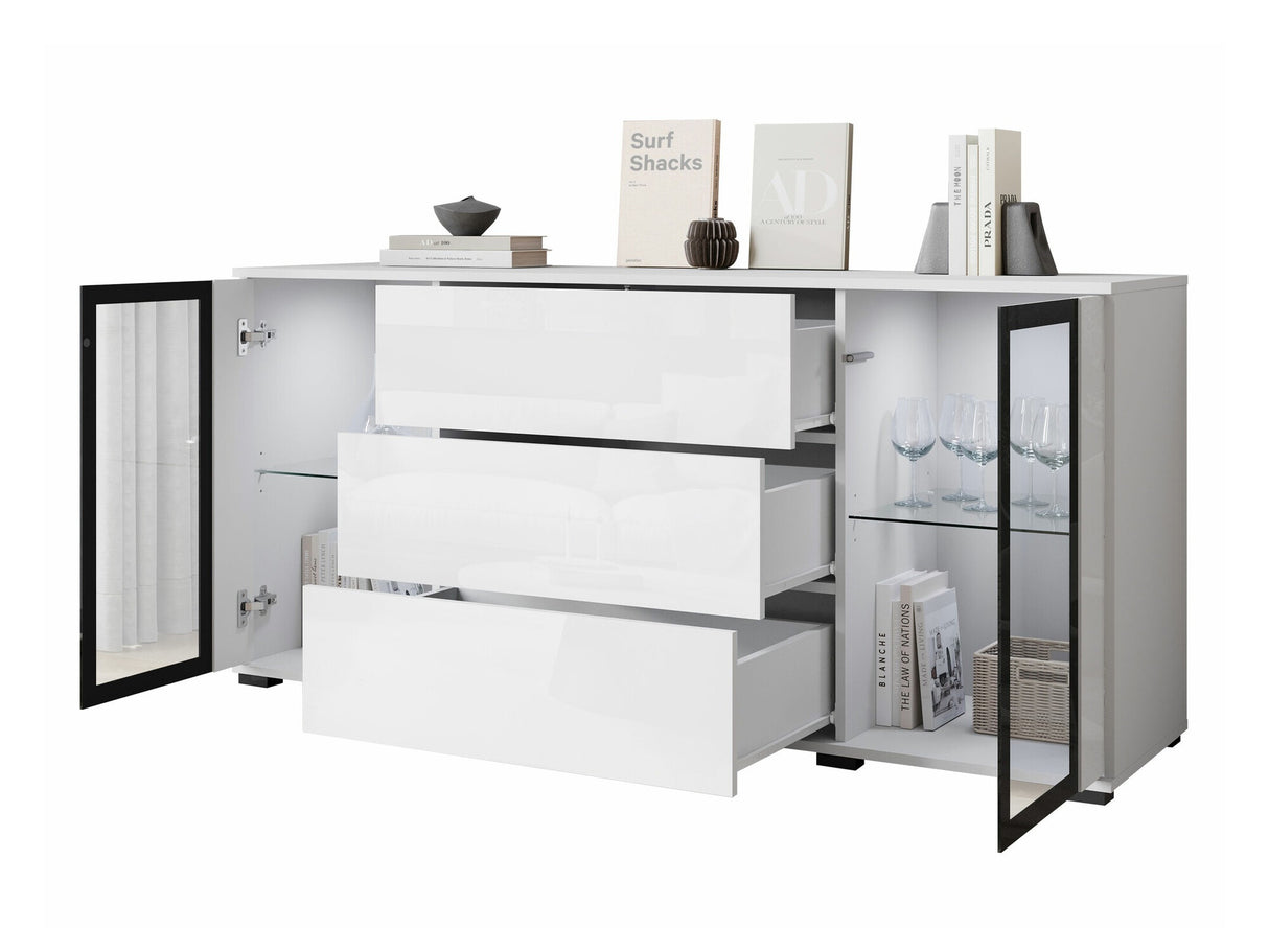 Komód CARO SB 150, Szín: Fehér + Fényes fehér, Led világítás: Nem