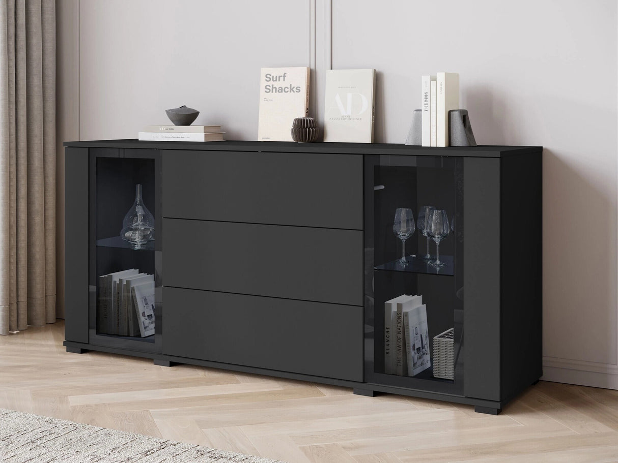 Komód CARO SB 150, Szín: Fekete, Led világítás: Nem