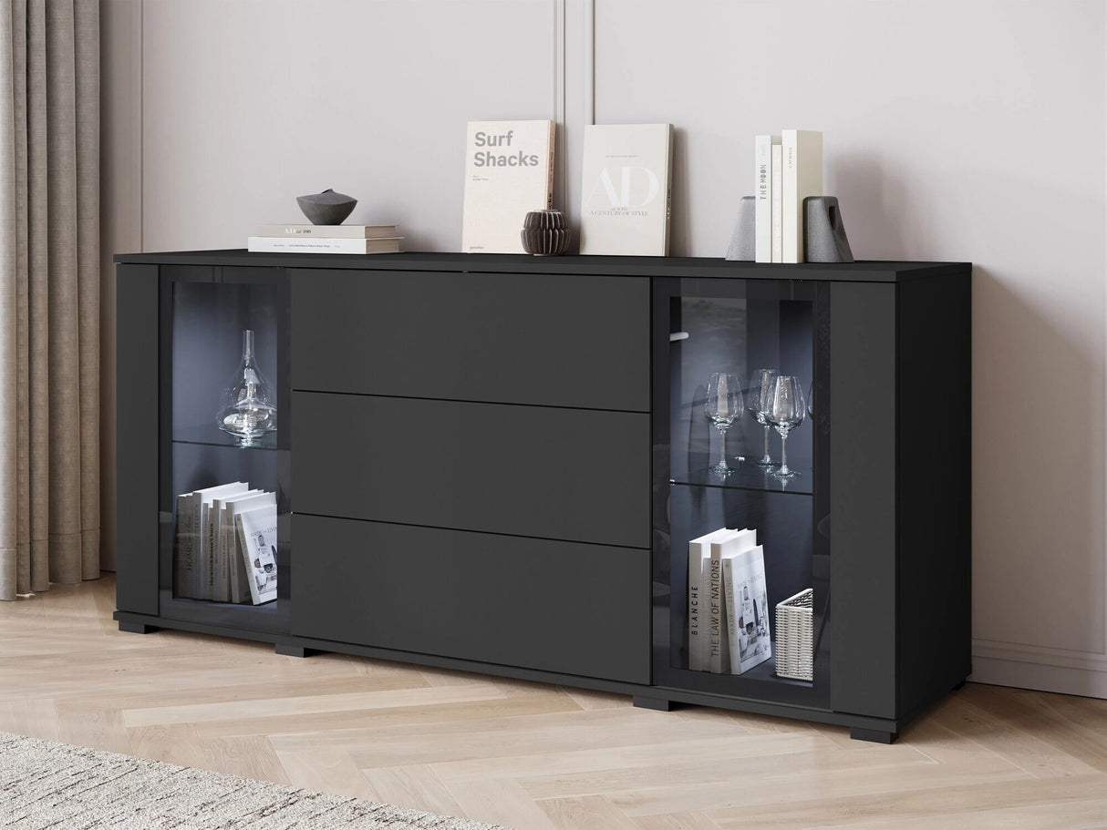 Komód CARO SB 150, Szín: Fekete, Led világítás: Igen