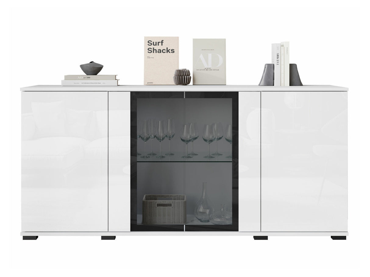 Szekrény CARO SB 154, Szín: Fehér + Fényes fehér, Led világítás: Nem