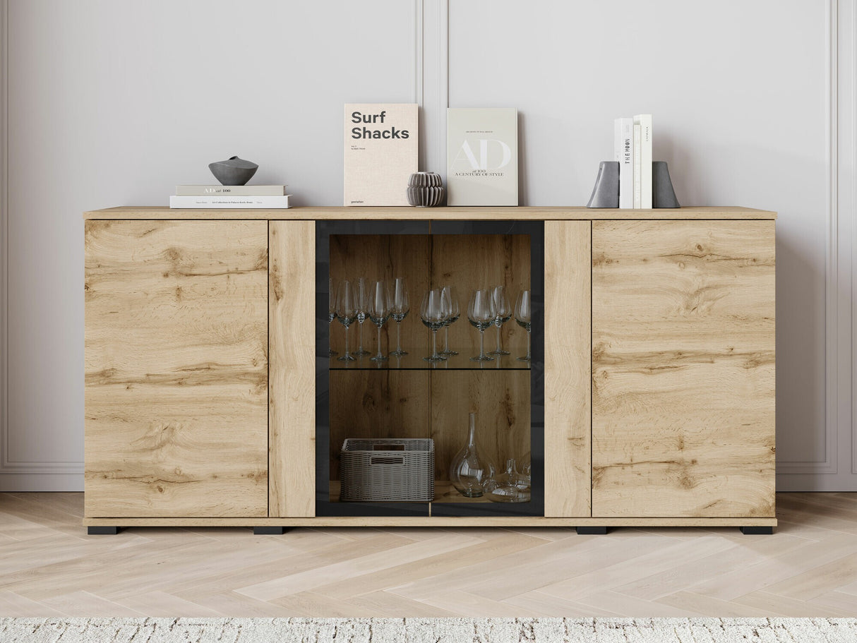 Szekrény CARO SB 154, Szín: Wotan tölgy, Led világítás: Nem