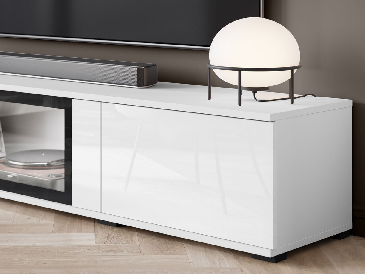 Nappali szett CARO, Szín: Fehér + Fényes fehér, Led világítás: Nem