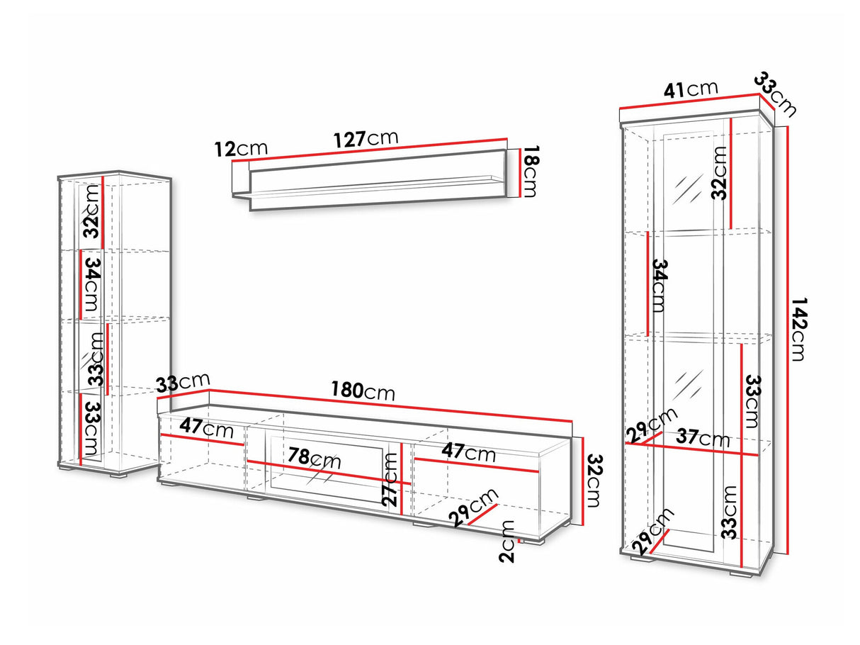 Nappali szett CARO, Szín: Wotan tölgy, Led világítás: Nem