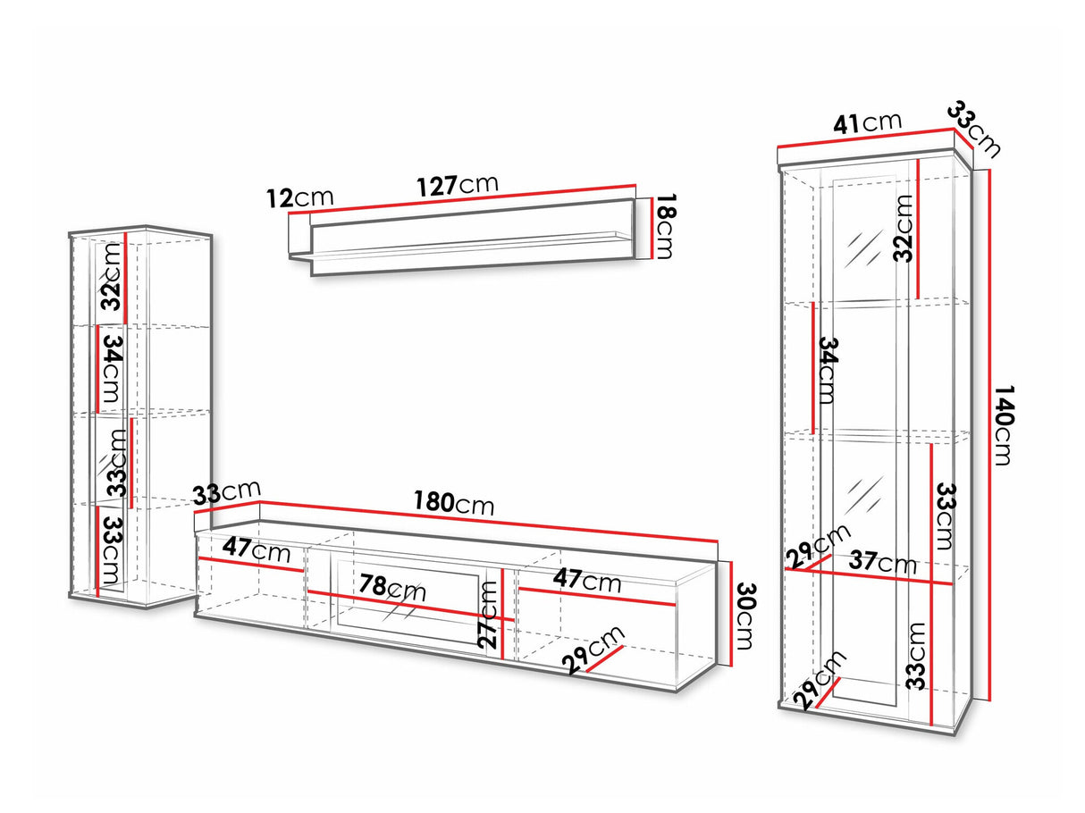 Nappali szett CARO, Szín: Wotan tölgy, Led világítás: Igen