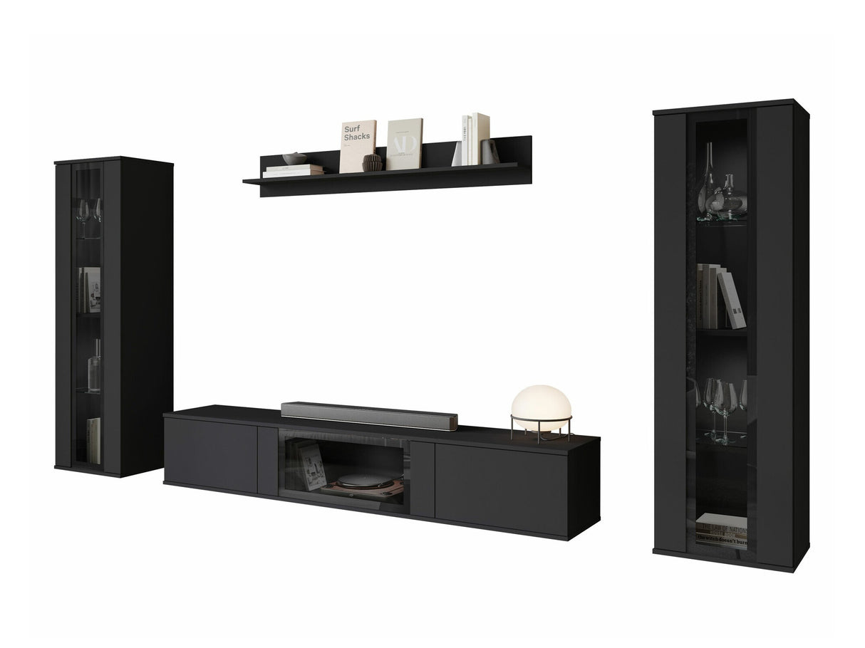 Nappali szett CARO, Szín: Fekete, Led világítás: Nem