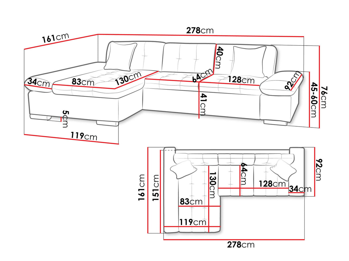 Sarokkanapé Montana (Premium), Szín: Magic Velvet 2217 + Magic Velvet 2219, Változatok: Balos