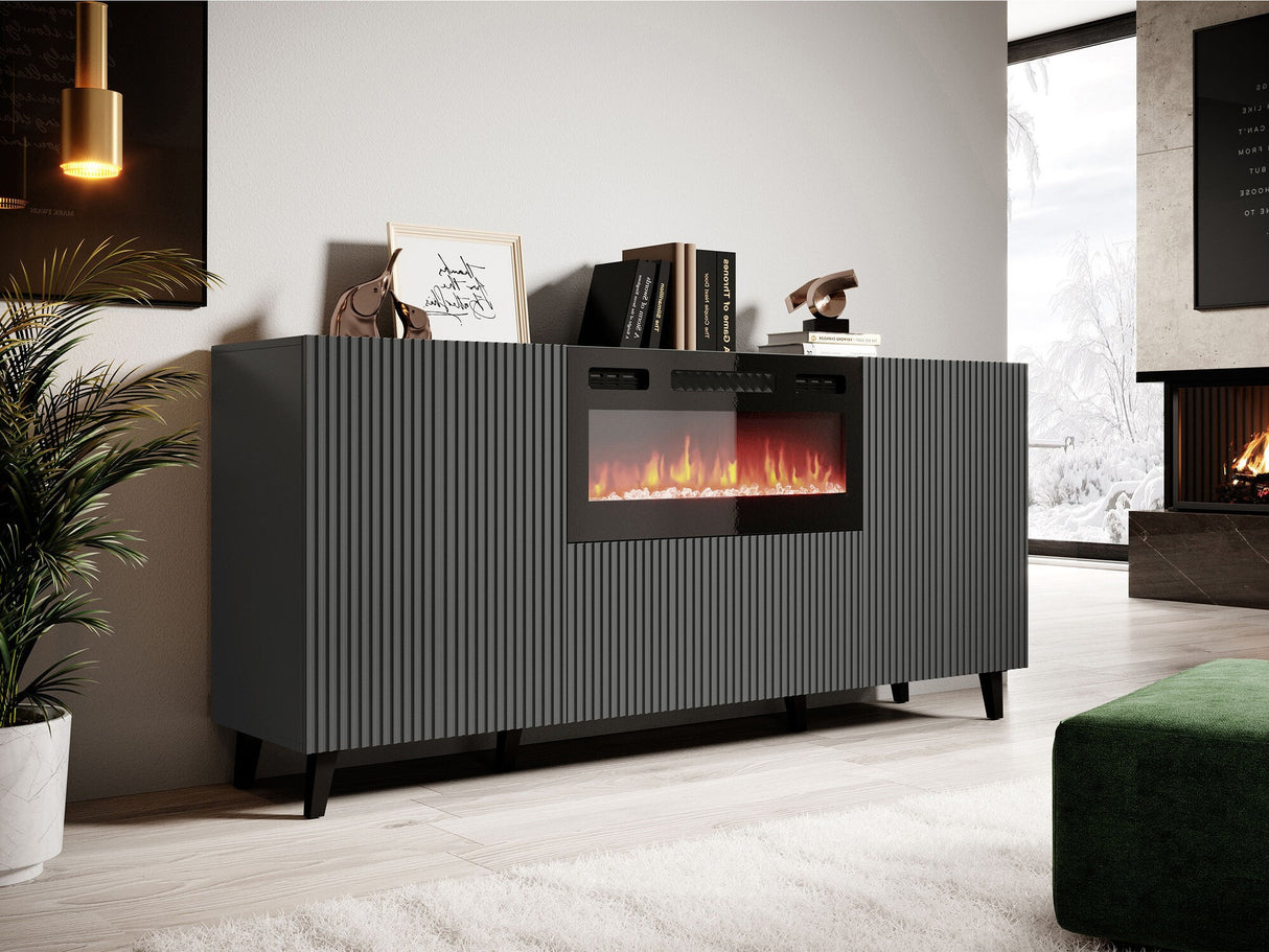 Szekrény VAMOS 180 EF (kandalló 180 Tilderi), Szín: Antracit