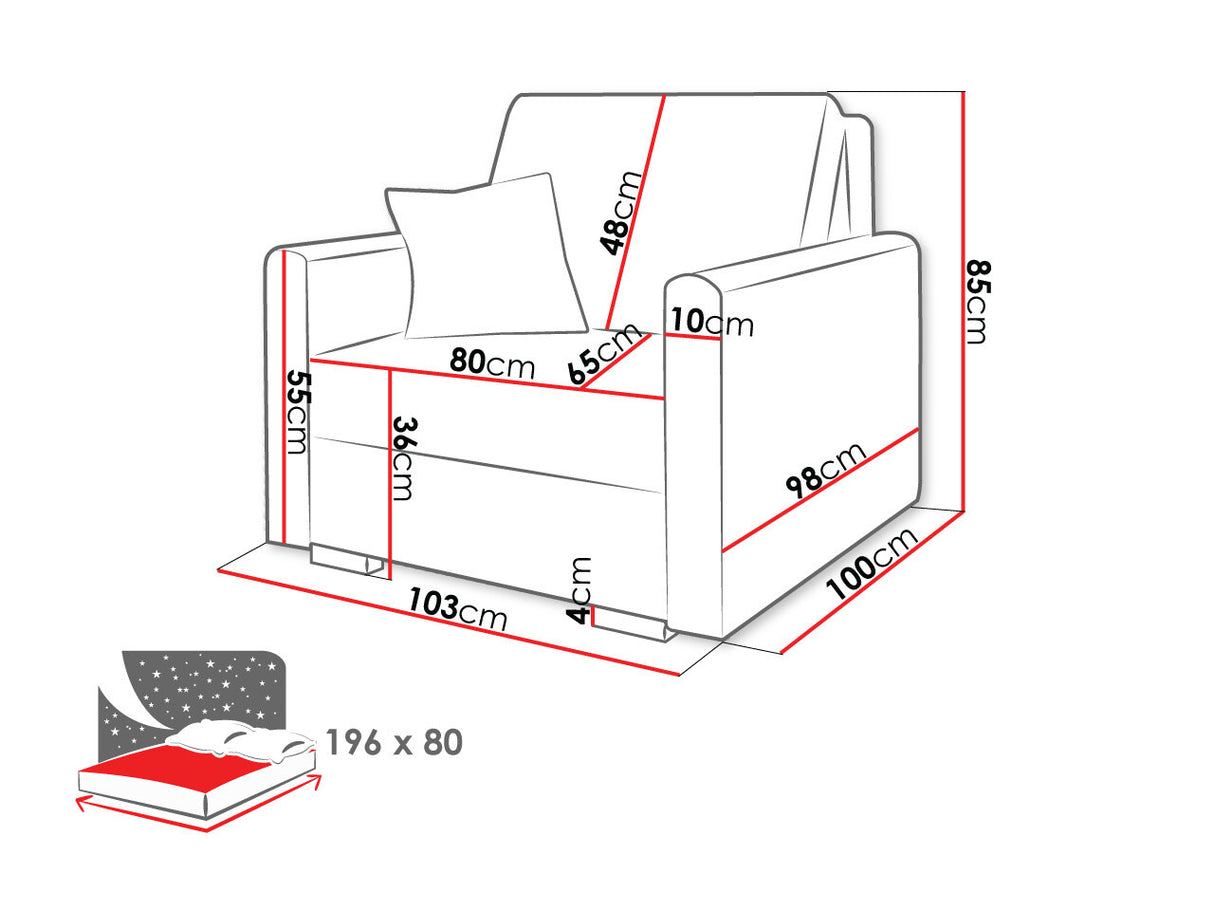 Fotel Kanapa VIVA PIANO I, Szín: Tilia 90