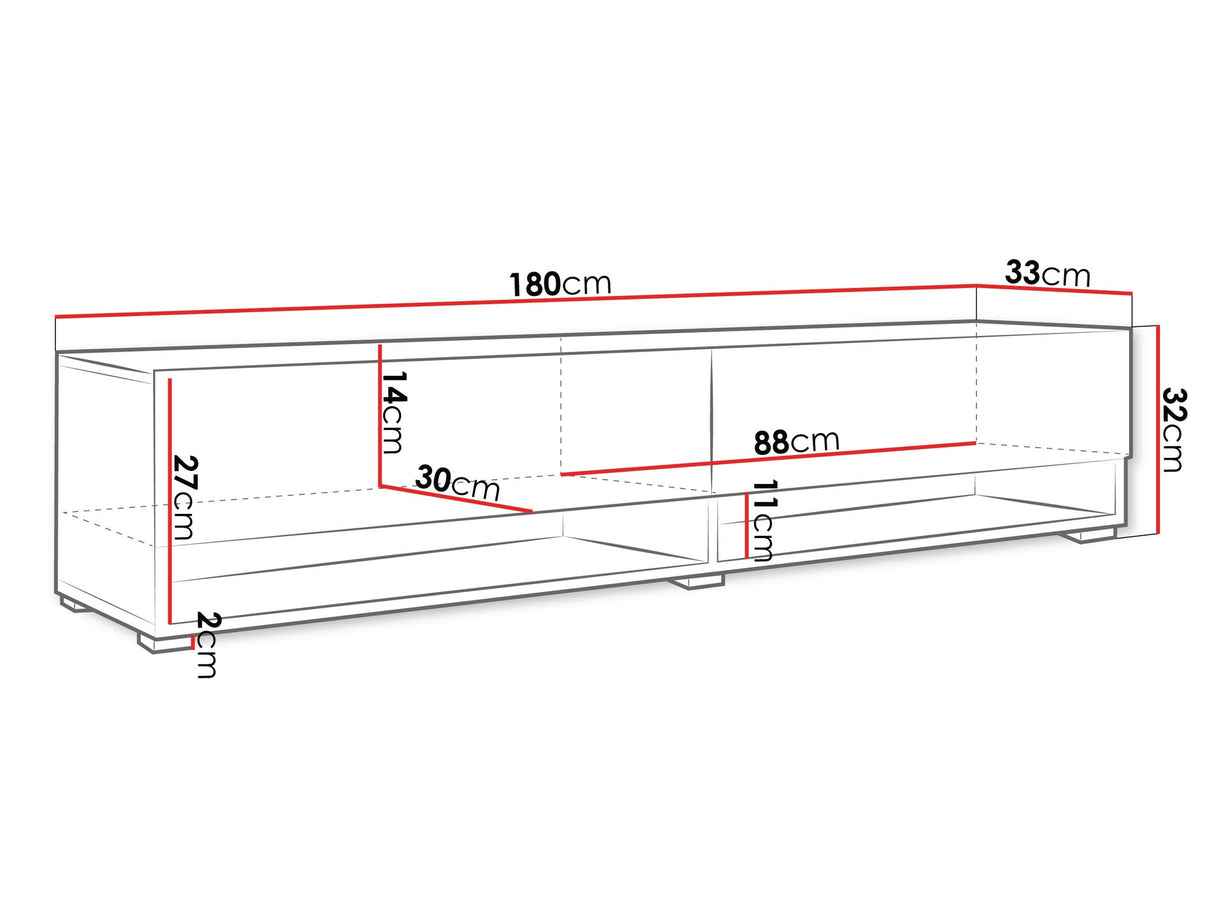 TV-állvány Lowboard A180 (Adenik 180), Led világítás: Nem, Szín: Érett tölgy 4038400