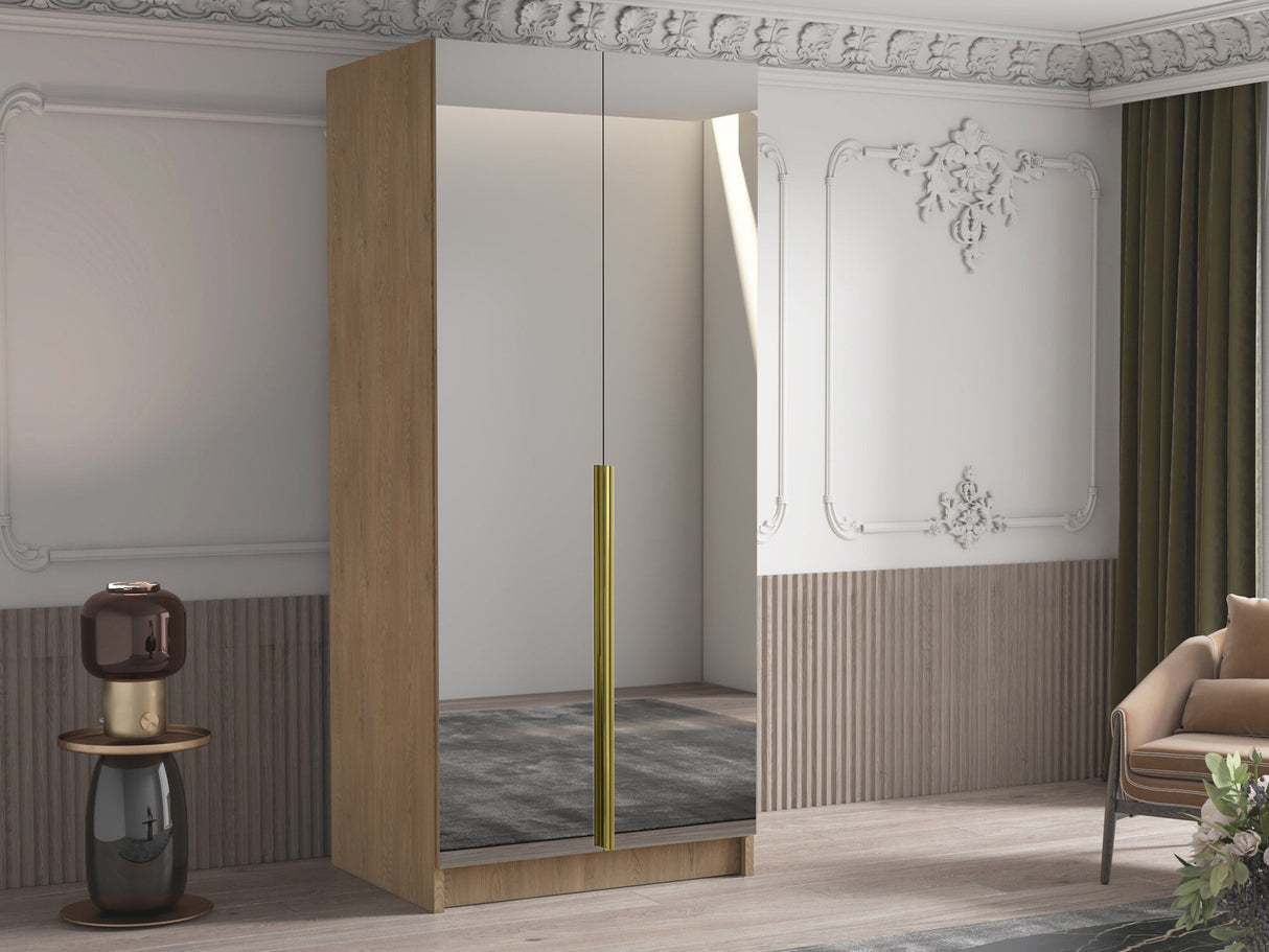 Gardróbszekrény Szafa BONO III, Szín: Fényes fa + Aranysárga