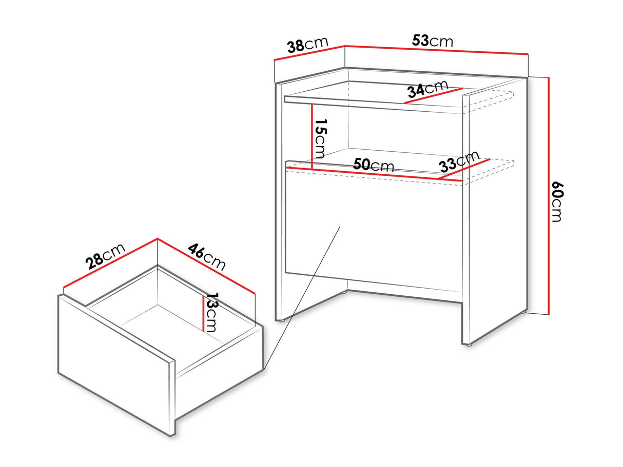 Éjjeliszekrény JAPANDI, Szín: Tölgy