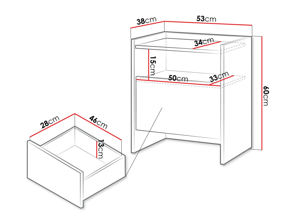 Éjjeliszekrény JAPANDI, Szín: Sötét tölgy