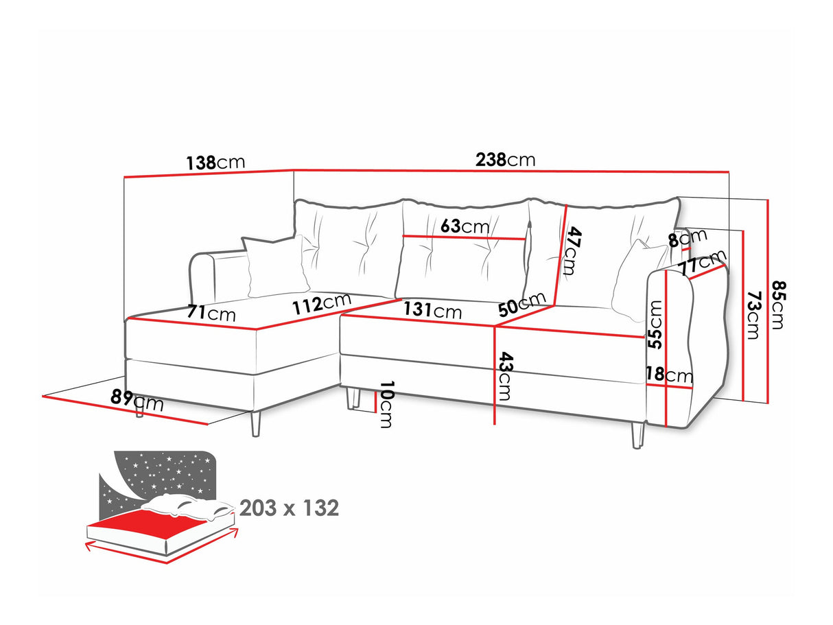 Sarokkanapé Narożnik ZAKO L, Szín: Manila 02