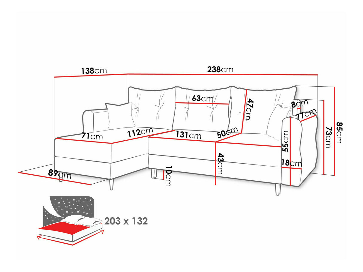 Sarokkanapé Narożnik ZAKO L, Szín: Manila 26